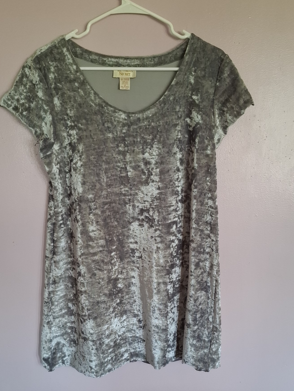 Victoria's Secret Silver Crushed Velvet Scoop Tunic